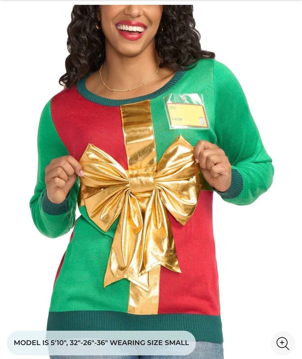 Tipsy Elves Unisex Green Red Ugly Christmas Present Sweater NEW XL